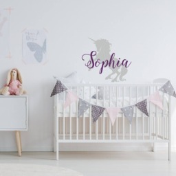 Personalized Unicorn Name Wall Decal - Nursery Girl Bedroom Decor Ww73 - thumbnail 1