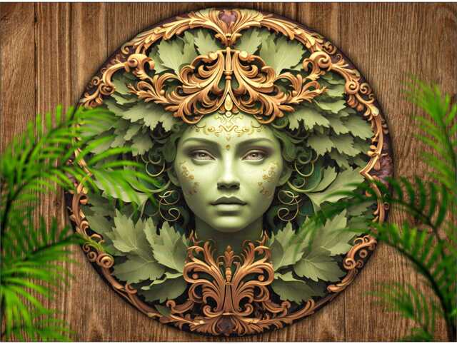 Green Woman Metal Sign, Flat Printed Sign, Nature Lover's Wall Art D??cor, Garden Guardian, Decor, Celtic Plaque, Sign - image 1