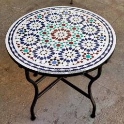 Handmade Moroccan Mosaic Table - Round Outdoor/Indoor Zellige Tile - thumbnail 2