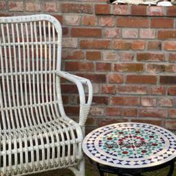 Handmade Moroccan Mosaic Table - Round Outdoor/Indoor Zellige Tile - thumbnail 3