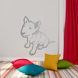 Bull Terrier Puppy Decal Adhesive Vinyl Dog Wall Art - thumbnail 1