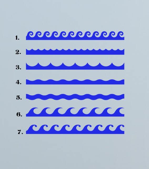 Ocean Waves, Nautical Border, Sea Repeating Pattern, Navy, Naval Wall Decal, Vinyl Sticker, Bathroom, Pool, Coastal Decor - image 1