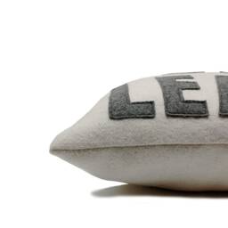 Be Nice Or Leave Pillow Cover, Ivory Felt Cover With Gray Letters, Warm Cozy Case, Custom Message Wool - thumbnail 3