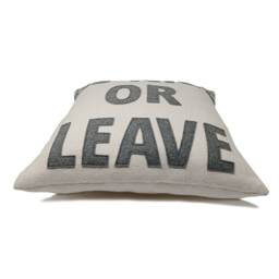 Be Nice Or Leave Pillow Cover, Ivory Felt Cover With Gray Letters, Warm Cozy Case, Custom Message Wool - thumbnail 2