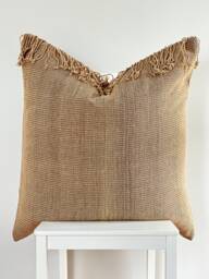 Brown Tribal Hemp Hand Woven Natural Dye Color Hmong Lumbar Pillow Cover - thumbnail 1