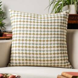 Argyle Boucle Extra-Large Cushion Cover in Sage Green & Duck Egg Blue. Modernn Geometric Tactile Diamond Pattern. 23x23 - thumbnail 1