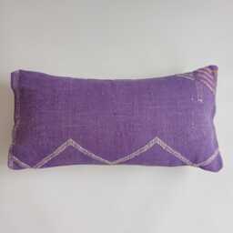 Moroccan Cactus Silk Cushion Cover, Handmade Purple Sabra Lumbar Pillow, Boho 24''x12''/60x30 cm
