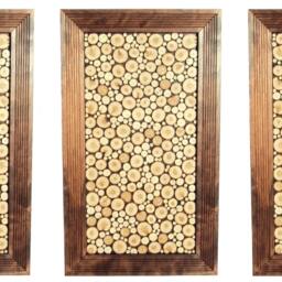 Handcrafted Wood Slice Mosaic Panel Rustic Tree Wall Art - thumbnail 3