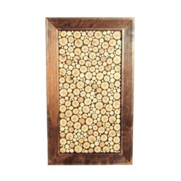 Handcrafted Wood Slice Mosaic Panel Rustic Tree Wall Art - thumbnail 1