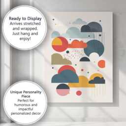 Abstract Geometric Weather Clouds Sun Rain Modern Canvas Wall Art Print Decor Picture Ready To Hang - thumbnail 3
