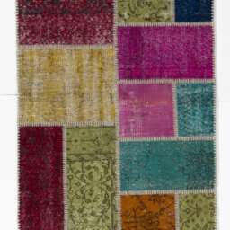 2.9' X 9.8' Multicolor Handmade Turkish Patchwork Runner Rug, - 90 300 cm - thumbnail 3