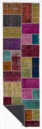 2.9' X 9.8' Multicolor Handmade Turkish Patchwork Runner Rug, - 90 300 cm - thumbnail 2