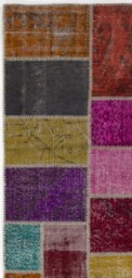 2.9' X 9.8' Multicolor Handmade Turkish Patchwork Runner Rug, - 90 300 cm - thumbnail 4