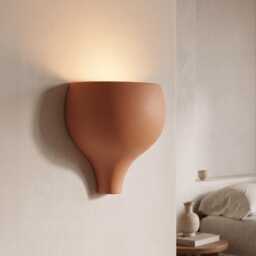 Handmade Ceramic Wall Sconce, Scandinavian Bedside Plug-In Light Fixture, Japandi Minimalist Style - Semimo