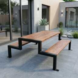 Garden Style Picnic Table With Fixed Benches