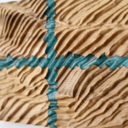 Green Epoxy Resin Cross, Wood Bas Relief Sculpture, Modern Wall Art - thumbnail 3