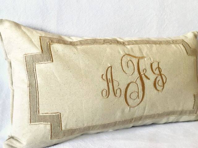 Monogram Lumbar Decorative Throw Pillows Personalized For Sofa, Bed, Or Entryway Decor Gift Anniversary - image 1