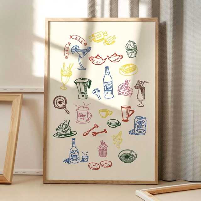 Food & Drinks Dinner Table Kitchen Art Canvas Poster, Trendy Wall Art, Aesthetic Decor, Retro Home Printed Gift - image 1