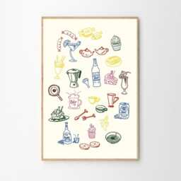 Food & Drinks Dinner Table Kitchen Art Canvas Poster, Trendy Wall Art, Aesthetic Decor, Retro Home Printed Gift - thumbnail 2