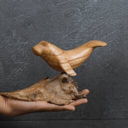 Hand Carved Wooden Manatee Sculpture, Jempinis Wood, Bali Art - thumbnail 4