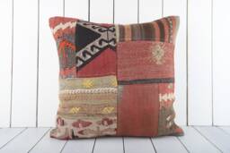 Turkish Kilim Pillow Cover - 20x20 Inch Vintage Anatolian Home Decor - thumbnail 1