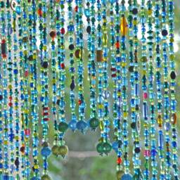 Beaded Valance Curtain Turquoise Blue Arch, Boho Doorway Beads - thumbnail 3
