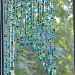 Beaded Valance Curtain Turquoise Blue Arch, Boho Doorway Beads - thumbnail 2