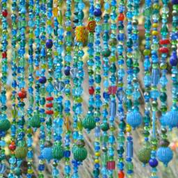 Beaded Valance Curtain Turquoise Blue Arch, Boho Doorway Beads - thumbnail 4