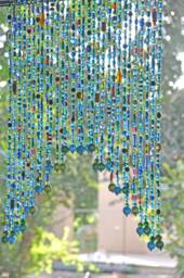 Beaded Valance Curtain Turquoise Blue Arch, Boho Doorway Beads - thumbnail 1