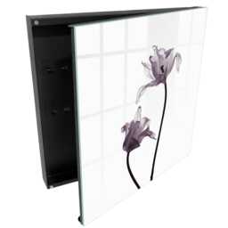 Minimalist Flowers Wall Mounted Key Cabinet, White Box For Wall, & Plants, Lovers Of Nature Elegance