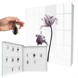 Minimalist Flowers Wall Mounted Key Cabinet, White Box For Wall, & Plants, Lovers Of Nature Elegance - thumbnail 2