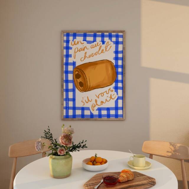 Pain Au Chocolat Art Print, Trendy Mid Century Modern Kitchen Decor - image 1