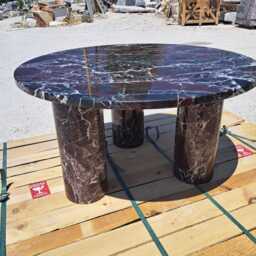 Handcrafted Rosso Levanto Marble Coffee Table, Natural Stone Table With Cylinder Legs, Modern Minimalist Accent - thumbnail 2