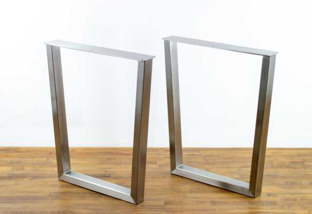 "Modern Stainless Steel Table Legs - 28"" Trapezoid Dining Legs, 24" - image 1
