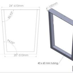 "Modern Stainless Steel Table Legs - 28"" Trapezoid Dining Legs, 24" - thumbnail 4