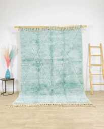 Hand Tufted Teal Moroccan Berber Rug, Handwoven Wool Shag Boho Nursery Authentic Beni Ourain Carpet, Large Area Rug - thumbnail 1