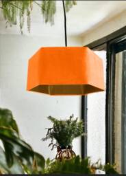 New Luxury Premium Quality Coral Orange Hexagon Velvet Lamp Shade Pendant Light With Metallic Lining