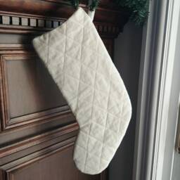 Shabby Quilt Christmas Stocking, Repurposed Vintage Holiday Stocking in Bright Aqua/ Mint & Pink Patchwork - thumbnail 2