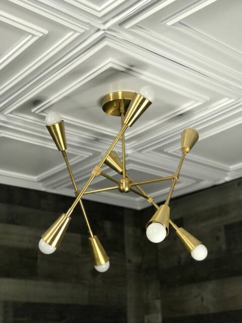Goya Modern 8 Cone Light Geometric Sputnik Mid Century Industrial Chandelier - image 1