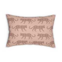 Lumbar Pillow, Leopard Parade, Sable Red Blush Pink, Safari Jungle Decor, Animal Print, Modern Bold, Boho Accent Cushion, Cheetah Print - thumbnail 2