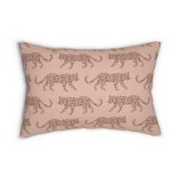 Lumbar Pillow, Leopard Parade, Sable Red Blush Pink, Safari Jungle Decor, Animal Print, Modern Bold, Boho Accent Cushion, Cheetah Print
