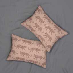 Lumbar Pillow, Leopard Parade, Sable Red Blush Pink, Safari Jungle Decor, Animal Print, Modern Bold, Boho Accent Cushion, Cheetah Print - thumbnail 4