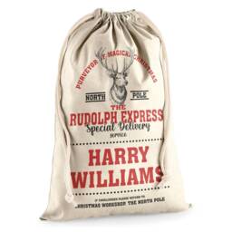 Personalised Luxury Christmas Sack With Rope Santa Stocking Filler Bag Harry Williams - thumbnail 3
