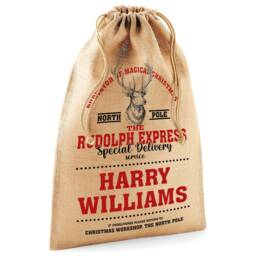 Personalised Luxury Christmas Sack With Rope Santa Stocking Filler Bag Harry Williams - thumbnail 2