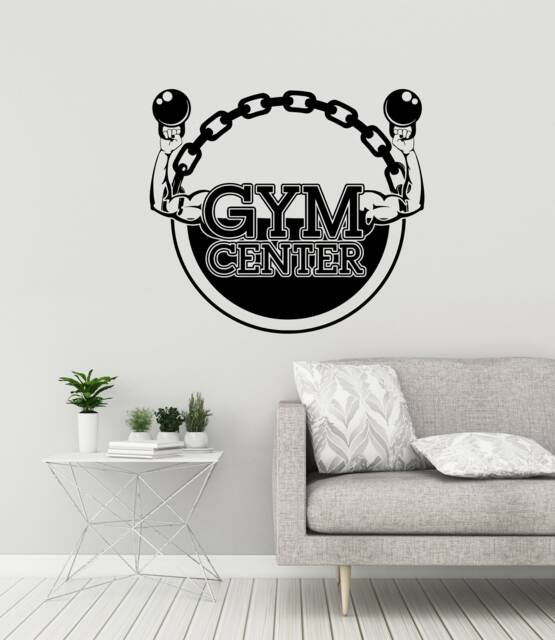 Gym Center Vinyl Wall Decal Fitness Bodybuilding Home Sports Art Stickers Mural - #3079Di - image 1
