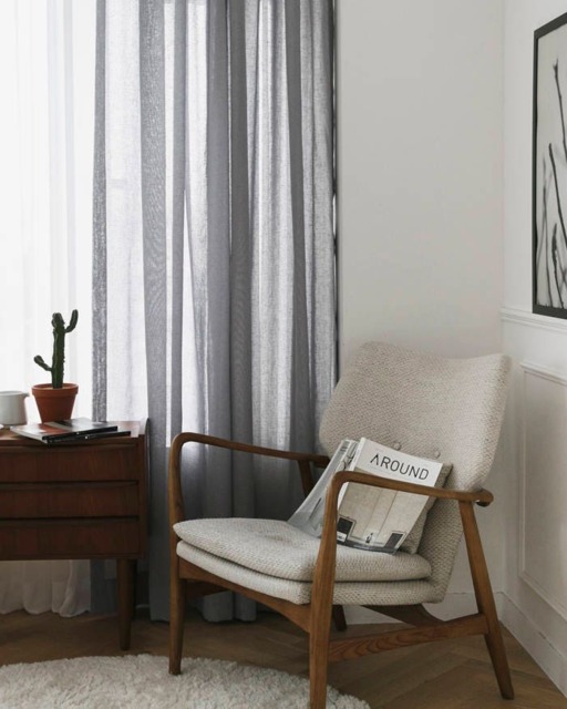 Light Gray Linen Look Sheer Curtains, Voile Drapery Window Sheers, Grey Sheers Custom - image 1