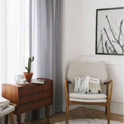 Light Gray Linen Look Sheer Curtains, Voile Drapery Window Sheers, Grey Sheers Custom - thumbnail 2