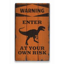 Warning Sign Decor, Wooden Dinosaur Dino, Sign, Sale Wall Decor - Old Signs - thumbnail 2