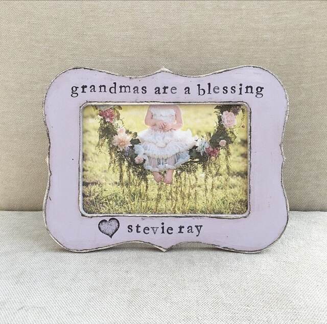 Personalized Grandma Picture Frame Hand Stamped, Distressed Finish - image 1