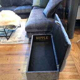 Extra Large High Deep Cushioned Handmade Chesterfield Footstool Gray Upholstered Coffee Table Footrest - thumbnail 3